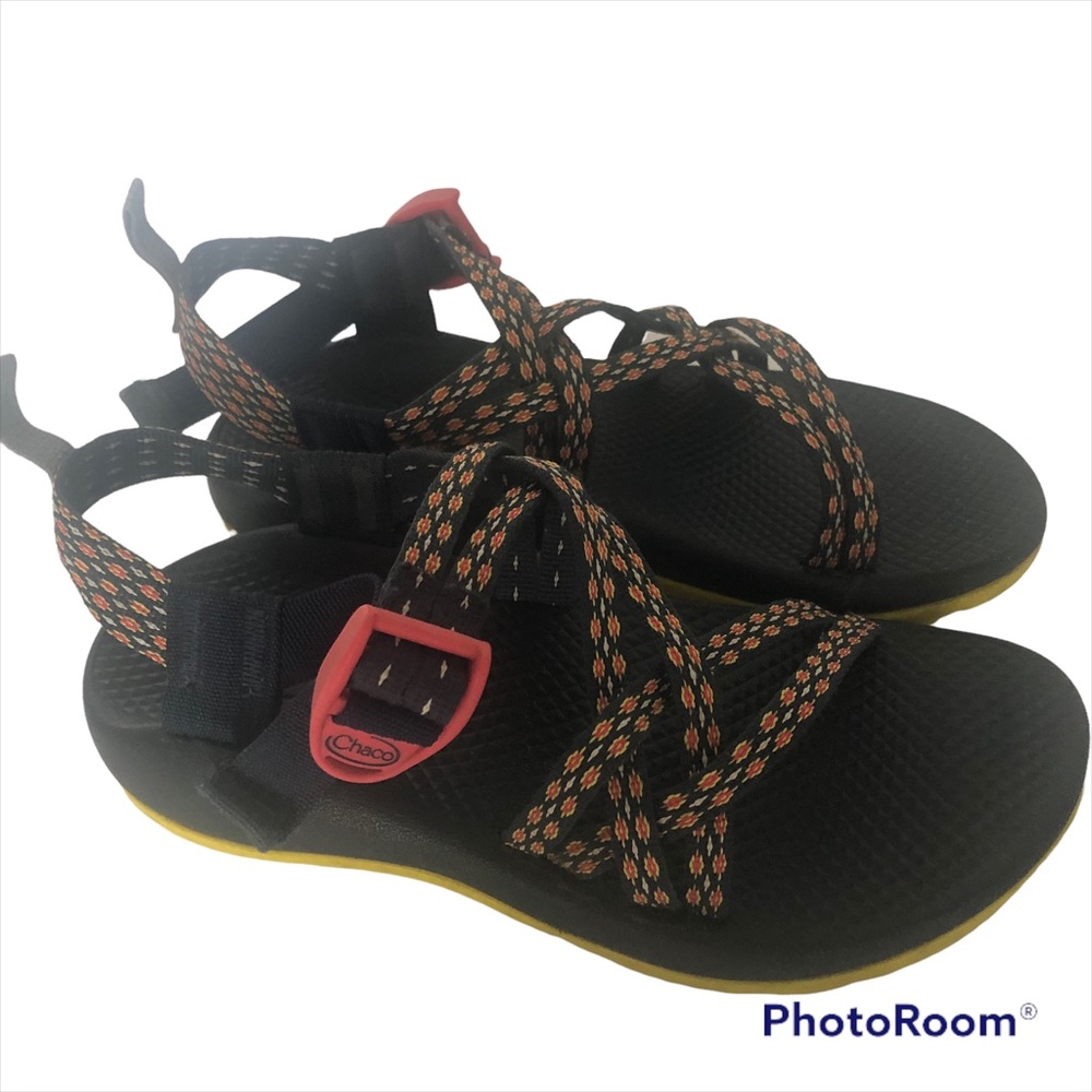 Chaco ZX1 Ecotread Girl's Sandals Black Yellow Crest Citrus